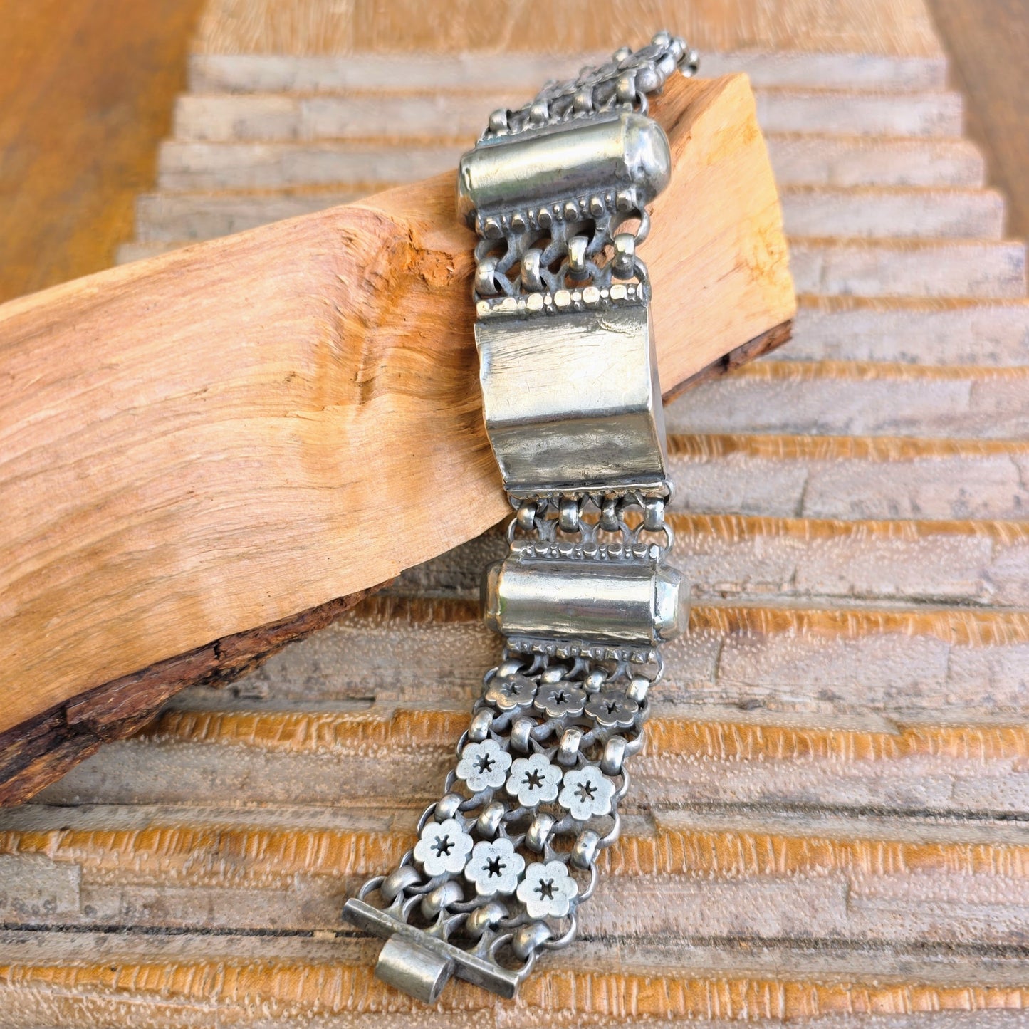 Q0107 | Antikes Tamilisches Silber-Gliederarmband